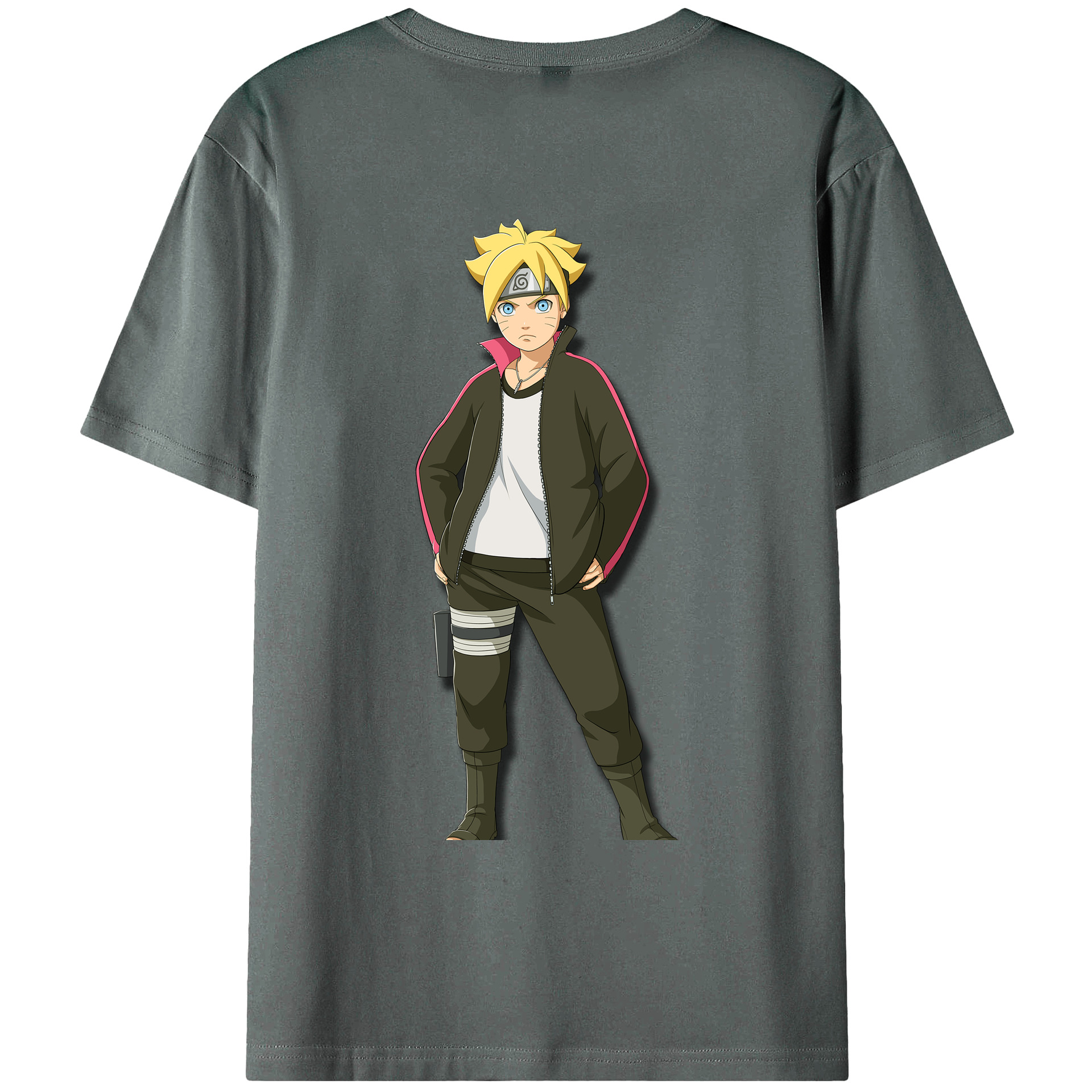 （画像用） NARUTO -ナルト- うずまき ボルト Uzumaki Boruto 綿100％ メンズ半袖Tシャツ（バックプリント） 通気性